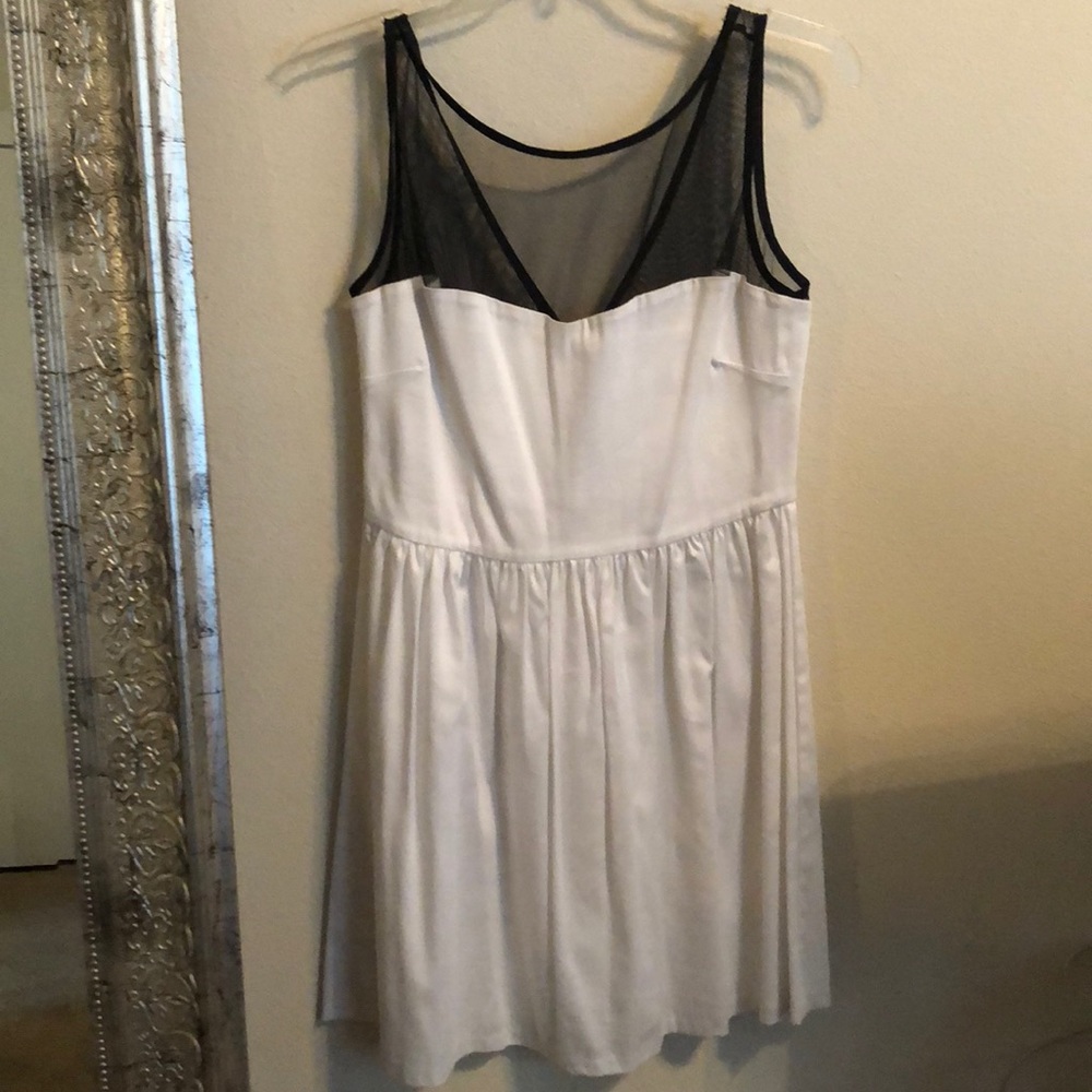 Aqua white cotton dress with black mesh top